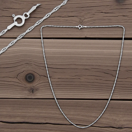 Delikatny łańcuszek srebrny 45 cm – splot Singapur, próba 925