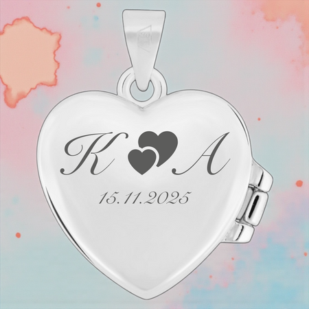 Srebrny sekretnik serce próby 925, płaski puzderko – grawer gratis