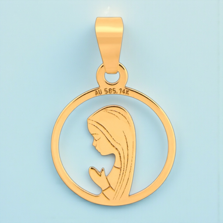 Elegancki Medalik ze Złota 585 – Wizerunek Matki Boskiej Fatimskiej