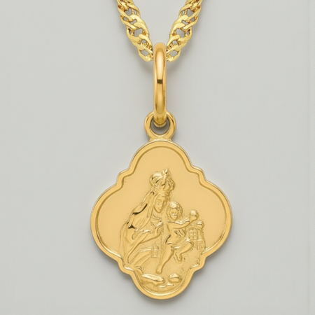 Medalik Szkaplerz na łańcuszku Singapur – religijny prezent w pudełku z kokardką