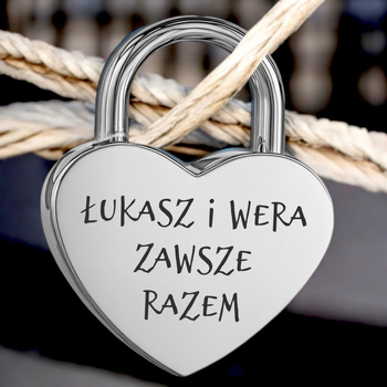 Srebrna Kłódka z Grawerem w Kształcie Serca – Personalizowany Prezent na Walentynki, Most Miłości, Rocznicę