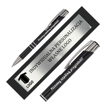 Długopis aluminiowy czarny Grawer Dedykacja LOGO Gadżet Firmowy