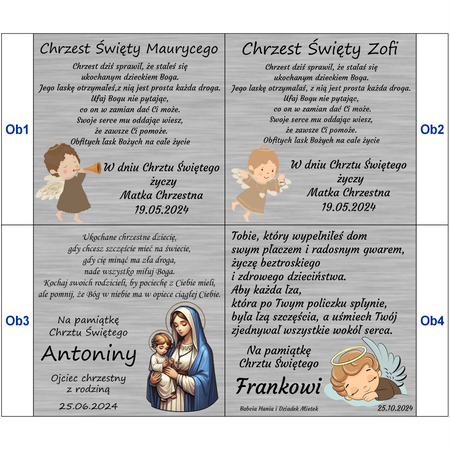 Obrazek malowany na drewnie Twój Anioł Stróż  Dedykacja 10×15 cm Prezent na Chrzest Święty