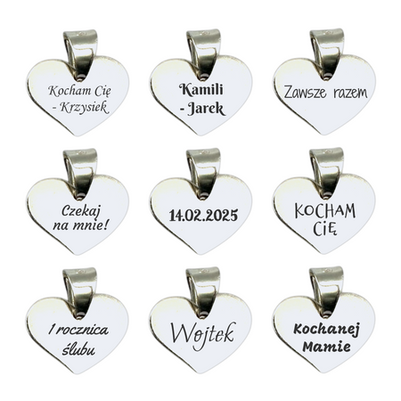 Personalizowany Miłosny Prezent dla Niej - Srebrny Wisiorek pr. 925 Diamentowane Serce z Grawerem GRATIS w Eleganckim Pudełku z Kokardką 