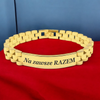 Złota Stalowa Bransoleta 20 cm z Grawerem – Luksusowy Personalizowany Prezent dla Mężczyzny, ICE, Walentynki, Dzień Ojca, Urodziny, Imieniny