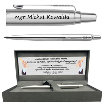 Personalizowany Długopis Parker Jotter CT z Grawerem i Dedykacją – Prezent dla Nauczycieli, Promotorów, Wychowawczyń w Przedszkolu, na Komunię, Bierzmowanie, Zakończenie Roku, Obrony Pracy, Jubileusze Firmowe