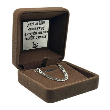 Srebrna Bransoletka 925 21 cm Męska Pancerka z Personalizacją - Personalizowany Prezent dla Chłopaka, Męża, Taty - Personalizowany prezent 