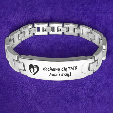 Personalizowana Bransoleta Męska 22 cm – Stal Szlachetna 316L z Grawerem
