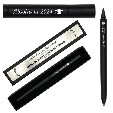 Czarny Długopis i Ołówek Wieczny 2w1 z Grawerem – Zestaw w Pudełku z Dedykacją