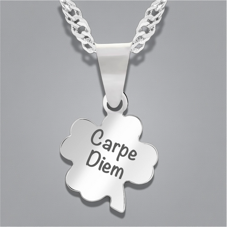 Srebrny naszyjnik koniczynka 925 z grawerem – łańcuszek singapur + pudełko prezentowe