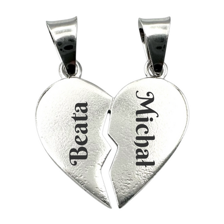 Naszyjniki Serce Łamane z Grawerem – Zestaw Personalizowany dla Par