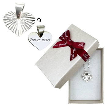 Srebrny Naszyjnik Serce 925 z Grawerem – Łańcuszek Singapur w Pudełku z Dedykacją