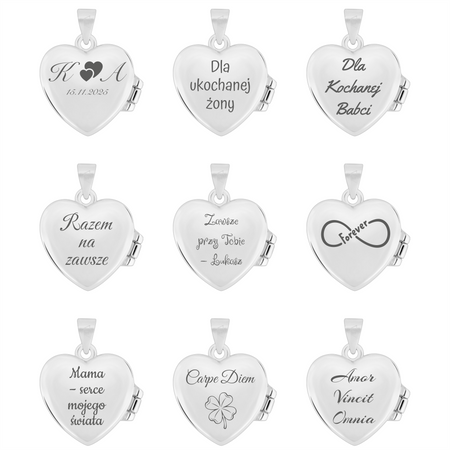 Naszyjnik srebrny sekretnik serce próby 925 na łańcuszku Singapur 45 cm – grawer gratis