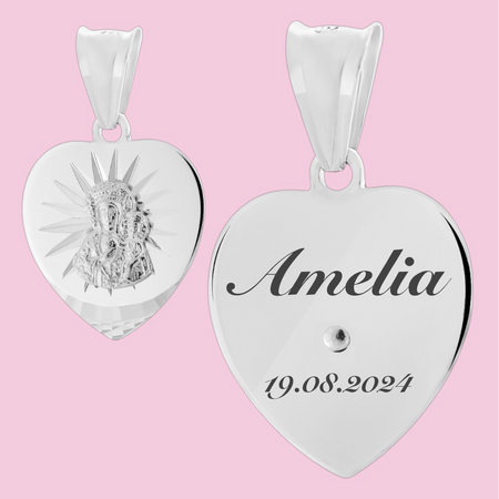 Srebrny Medalik z Grawerem – Matka Boska Częstochowska, Prezent Religijny na Okazje