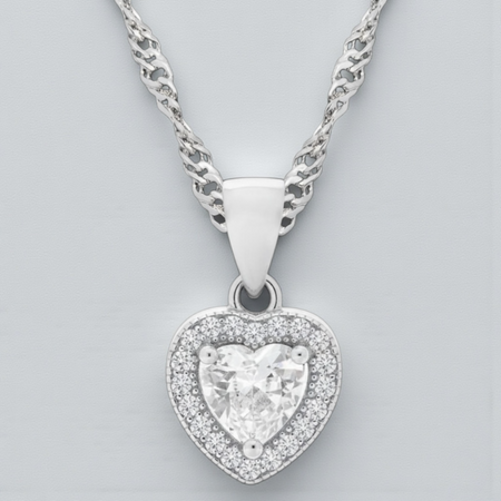 Elegancki naszyjnik damski serce ze srebra 925 w pudełku welurowym bordowym z tabliczką srebrną