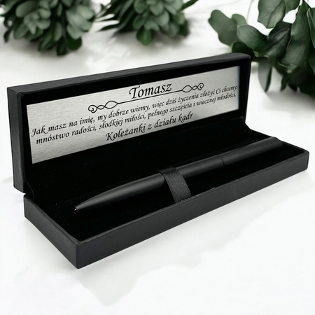 Personalizowany Długopis Aluminiowy Czarny w Pudełku – Prezent z Grawerem i Dedykacją na Okoliczności Biznesowe i Szkolne
