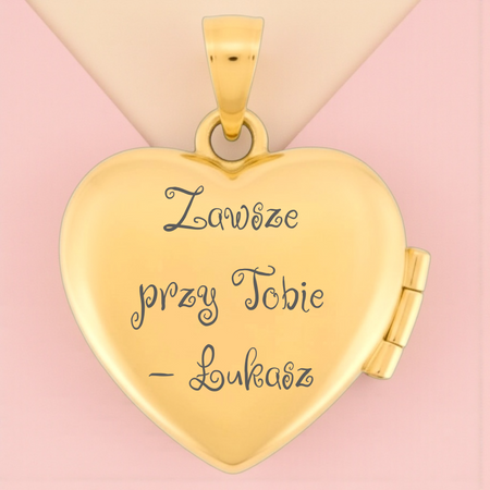 Srebrny sekretnik serce próby 925 pozłacany złotem 24K, płaski puzderko – grawer gratis