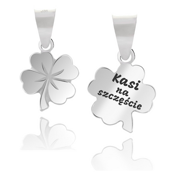 Srebrna Wisiorek Koniczynka z Grawerem - Personalizowana Biżuteria Damska - Wisiorki z Grawerem