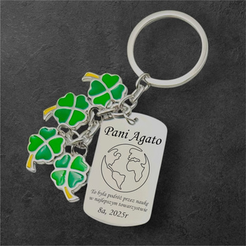 Personalizowany Brelok z Grawerem GRTAIS Nieśmiertelnik z Koniczynkami – Personalizowany Upominek na Szczęście dla Bliskich