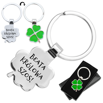 Brelok metalowy Koniczynka Grawer Drobny Prezent dla każdego na szczęście