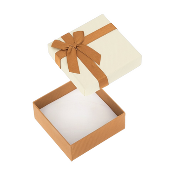 Pudełko upominkowe na biżuterię, kremowo-brązowe
