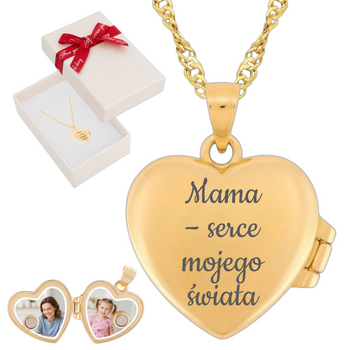 Naszyjnik sekretnik serce srebro 925 pozłacane 24K w pudełku z kokardką – grawer gratis