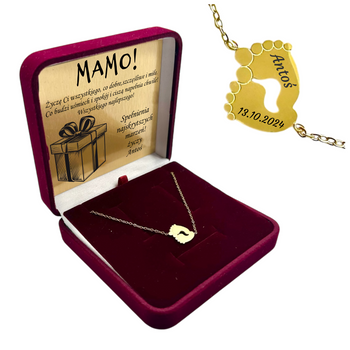 Bransoletka Stópki z Grawerem – Biżuteria Personalizowana na Narodziny Dziecka w Pudełku z Dedykacją