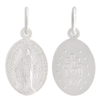 Srebrny medalik owalny pr. 925 – Matka Boska Niepokalana | Prezent religijny