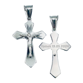 Srebrny krzyżyk z grawerem Prezent na Komunię, na Bierzmowanie