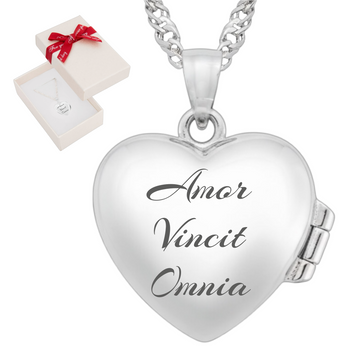 Naszyjnik srebrny sekretnik serce próby 925 na łańcuszku Singapur 45 cm – grawer gratis