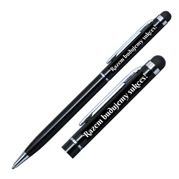 Długopis aluminiowy czarny Touch Tip z grawerem – Gadżet firmowy